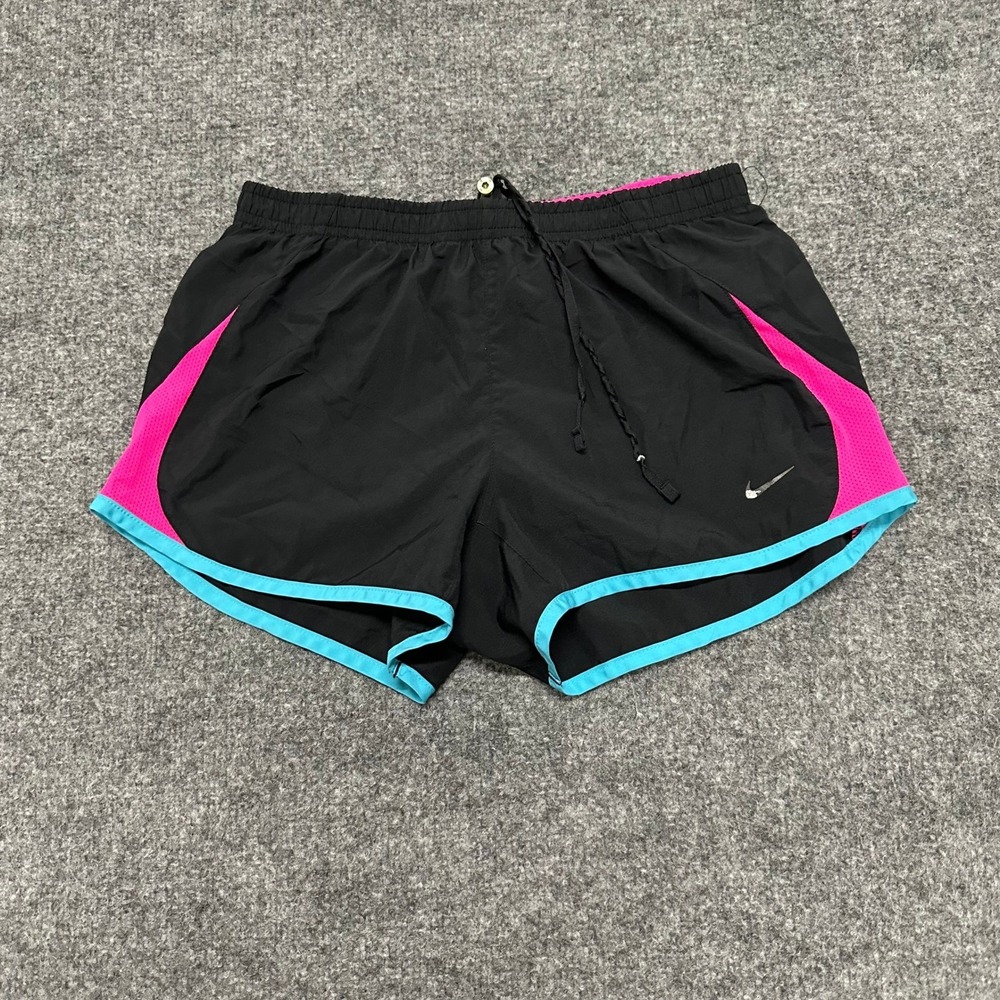 Nike Shorts Womens Size S Black Pink Teal Mesh Trim Running Athletic Workout